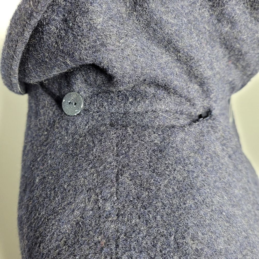 VINTAGE 60s FABIANI blue wool cape shawl long peacoat jacket M - Picture 7 of 13